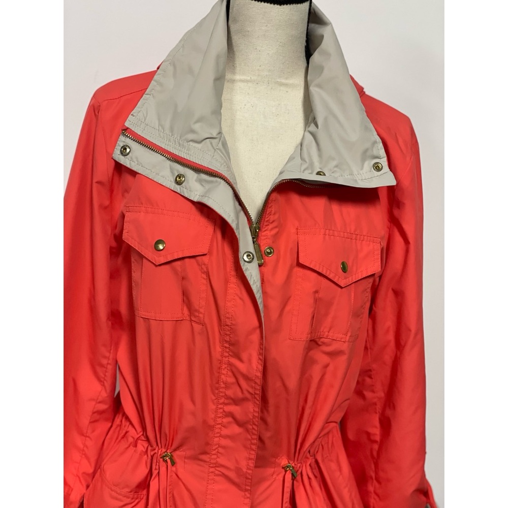 JM Collection Lightweight Raincoat Jacket Coral Size L - Picture 7 of 16